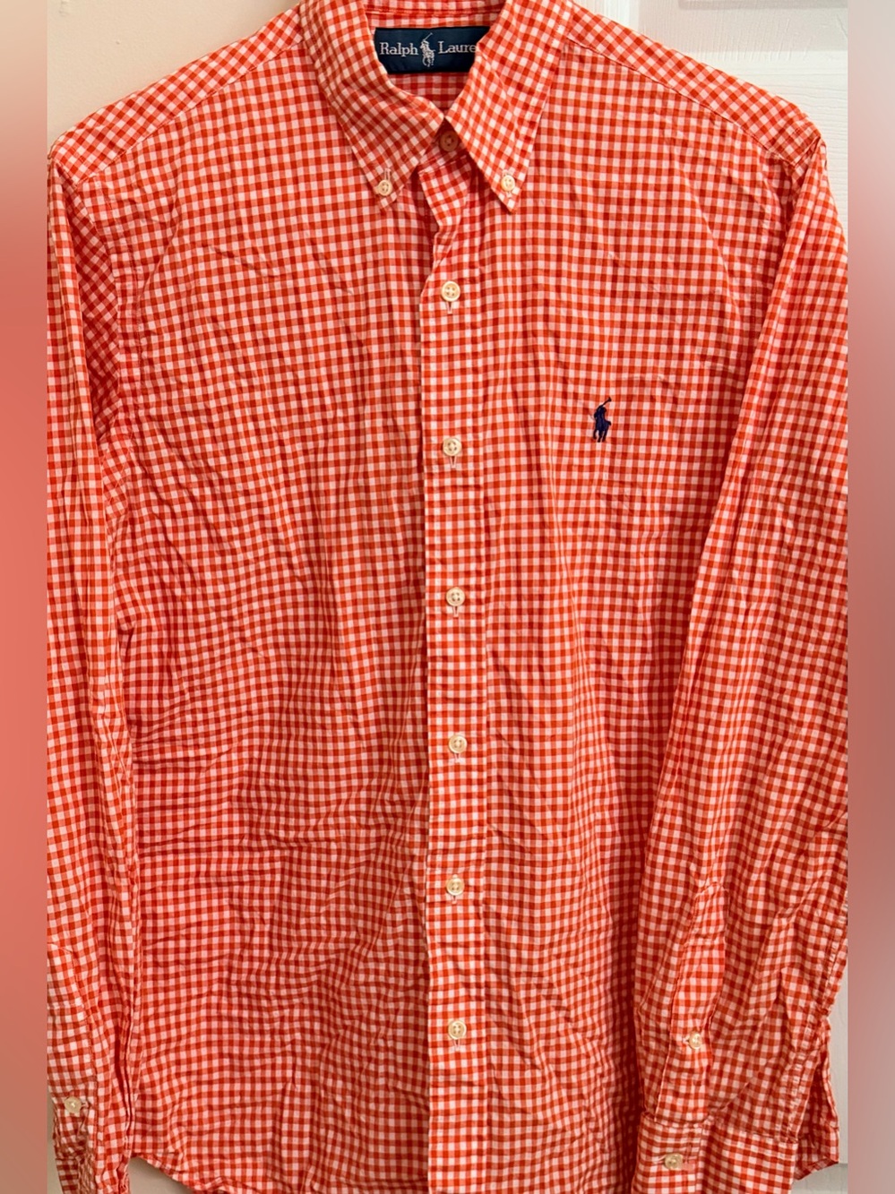 Ralph Lauren Gingham Check 100% Cotton Men’s S Long Sleeve Button Down Shirt